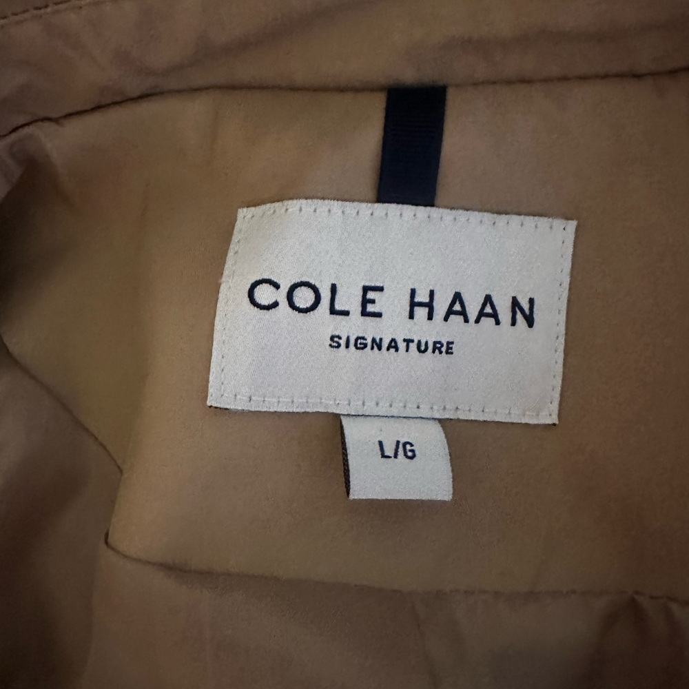 Cole Haan Double-Breasted Tan Trench Coat L - Picture 6 of 11